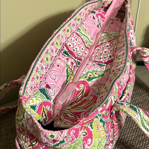 Vera Bradley Vibrant Pink and Green Paisley Tote Bag - Picture 2 of 4